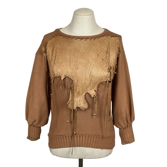 Eco by Pezzoli Milano Italian Leather Overlay Sweater - Picture 12 of 12